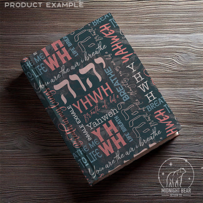 YHWH Christian Seamless Pattern, Worship Typography Design in Pink & Navy, Inspirational Scripture Fabric, Wallpaper, Digital Paper, Breath