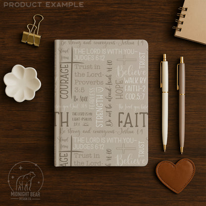 Beige Faith Over Fear Word Grid Seamless Pattern