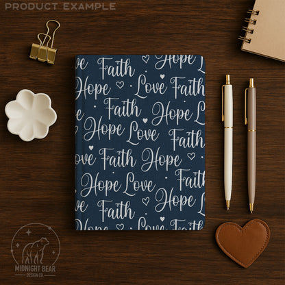 Faith Hope Love Seamless Pattern | Christian Hand-Lettered Script Design | Inspirational Fabric, Wallpaper, Digital Paper, scripture fabric