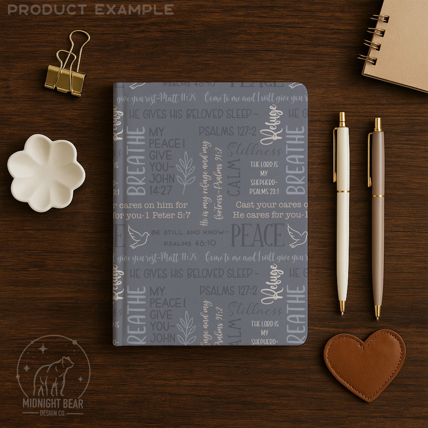 Dusty Blue Peace and Rest Seamless Pattern | Christian Word Grid with Bible Verses