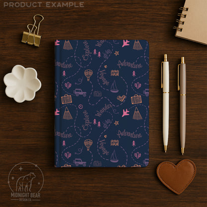 Adventure Doodle Seamless Pattern | Travel Digital Paper, Wanderlust Fabric Design, Explore & Voyage Scrapbook Background, Hand drawn