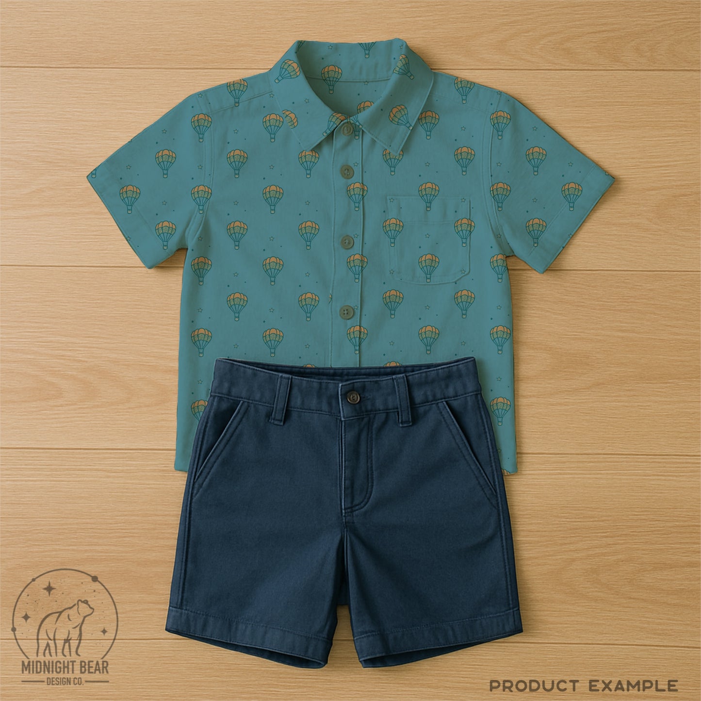 Hot Air Balloon Seamless Pattern | Blue Adventure Sky Design with Stars | Whimsical Travel Digital Paper, Fabric, or Wallpaper, Scrapbook