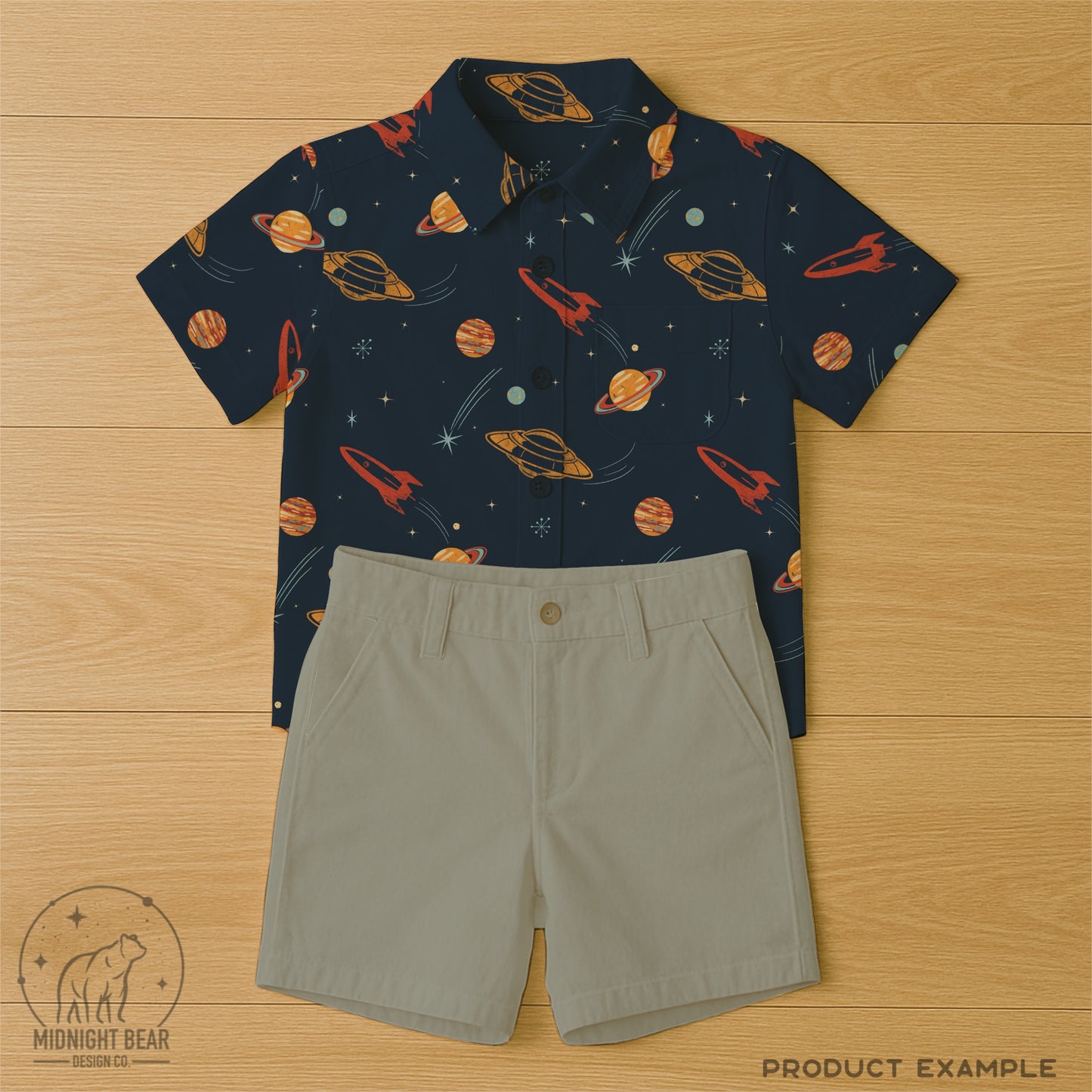 Retro Space Vintage UFO and Rocket Navy Seamless Pattern