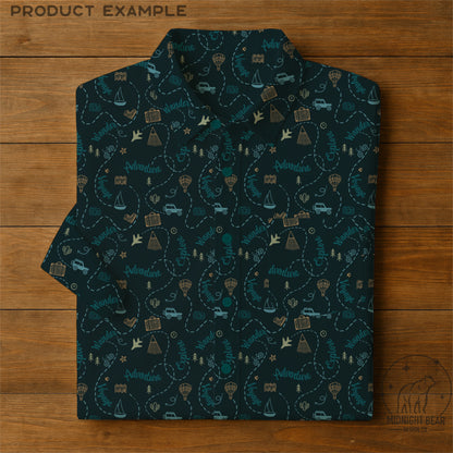 Adventure Doodle Seamless Pattern | Travel Digital Paper, Wanderlust Fabric Design, Explore & Voyage Scrapbook Background, Hand drawn