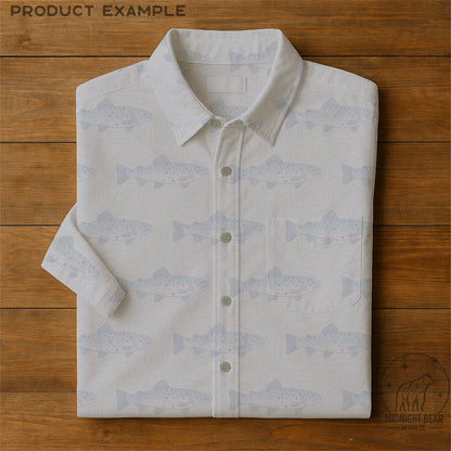 Topographical Trout Fishing Seamless Pattern Grey and Blue