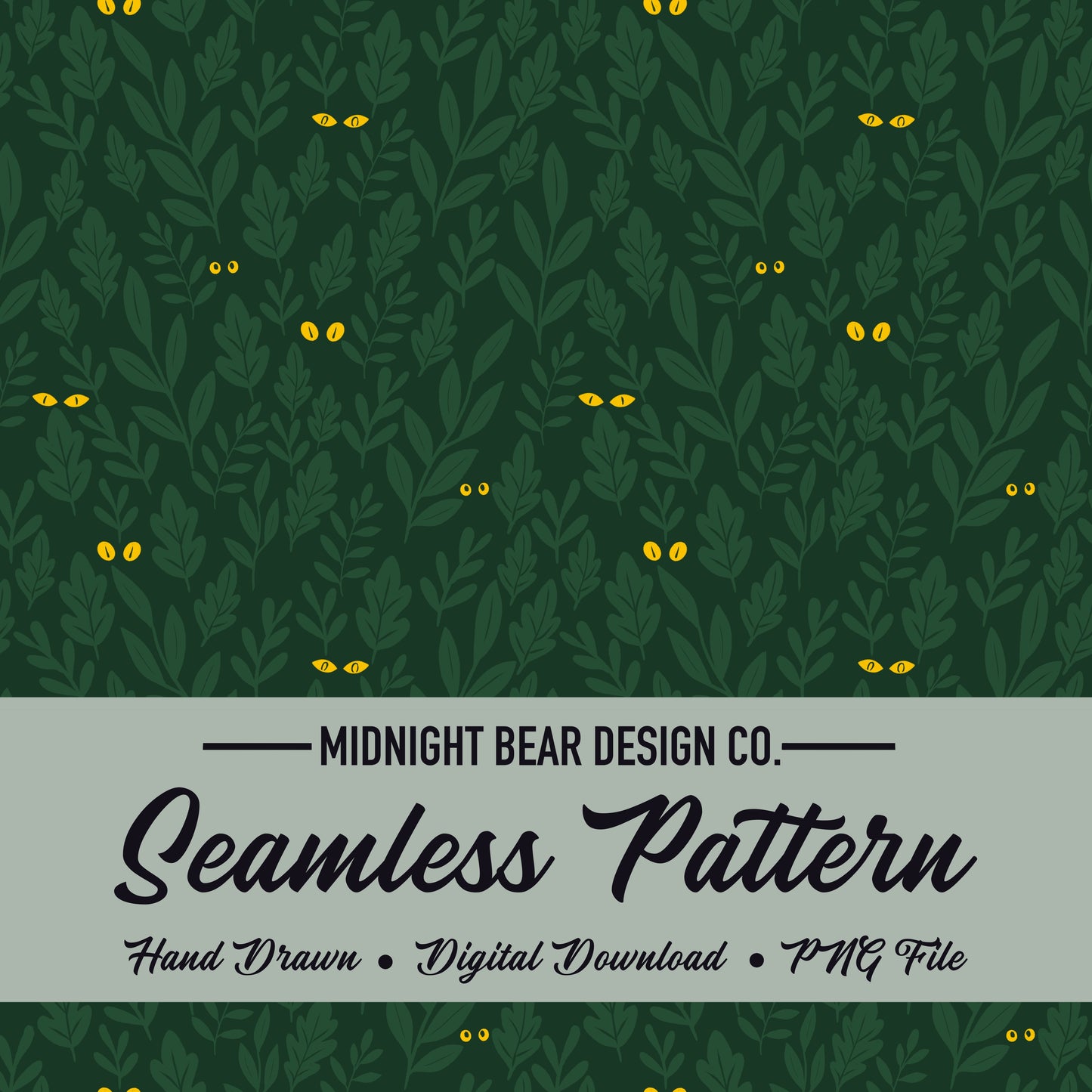 Green Halloween Eyes in the Jungle Seamless Pattern
