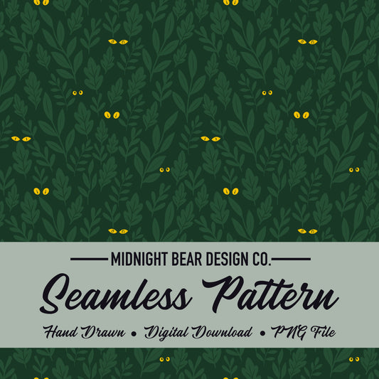 Green Halloween Eyes in the Jungle Seamless Pattern