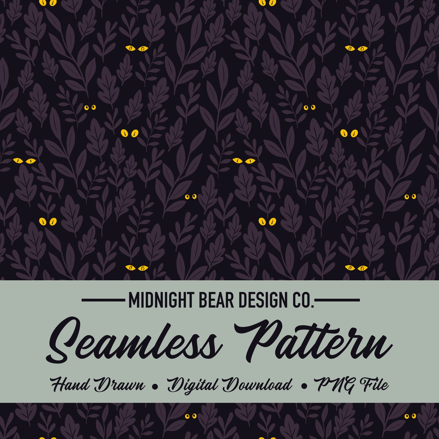 Purple Halloween Eyes in the Jungle Seamless Pattern