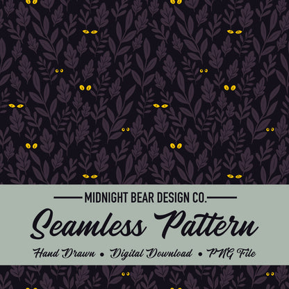 Purple Halloween Eyes in the Jungle Seamless Pattern