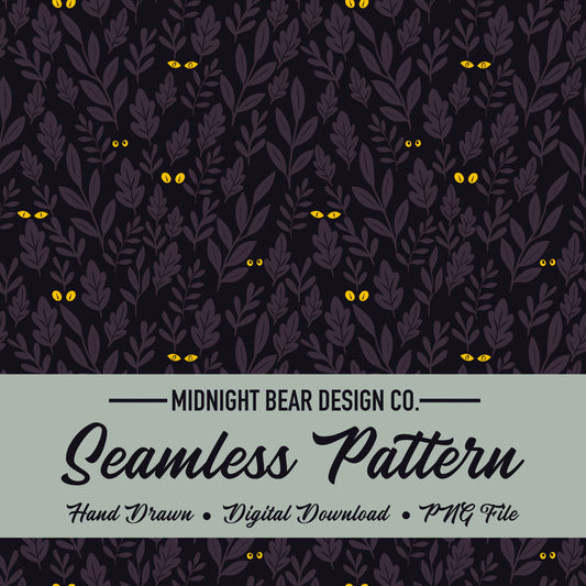 Purple Halloween Eyes in the Jungle Seamless Pattern