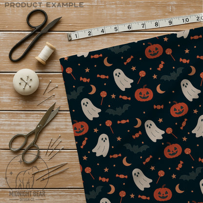 Pumpkins Ghosts & Candy Orange Seamless Pattern Instant Digital Download