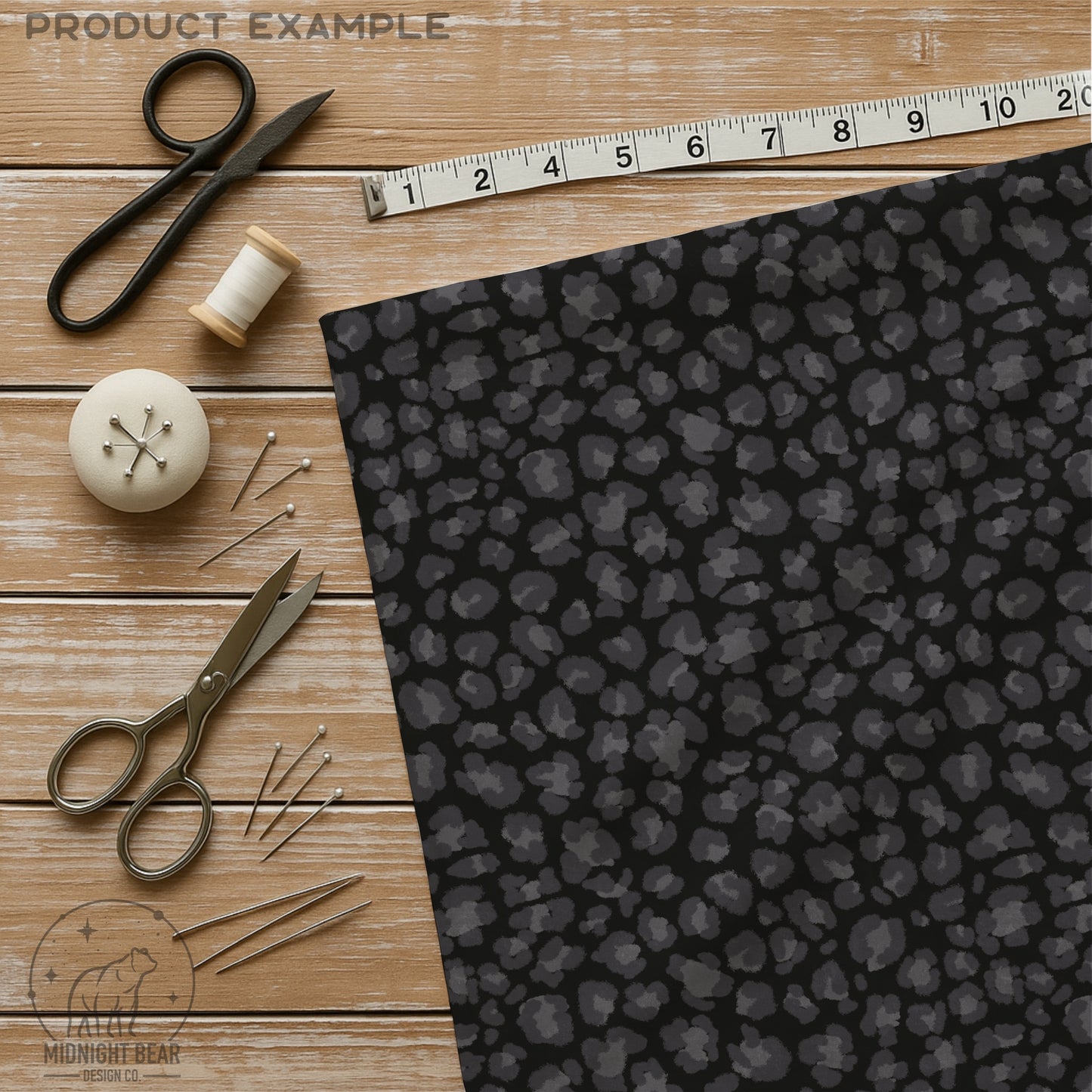 Black and Grey Leopard Print Seamless Pattern | Neutral Leopard Animal Print Design | Minimal Safari Fabric, Wallpaper, Digital Paper
