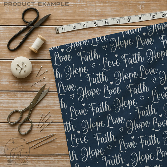 Faith Hope Love Seamless Pattern | Christian Hand-Lettered Script Design | Inspirational Fabric, Wallpaper, Digital Paper, scripture fabric