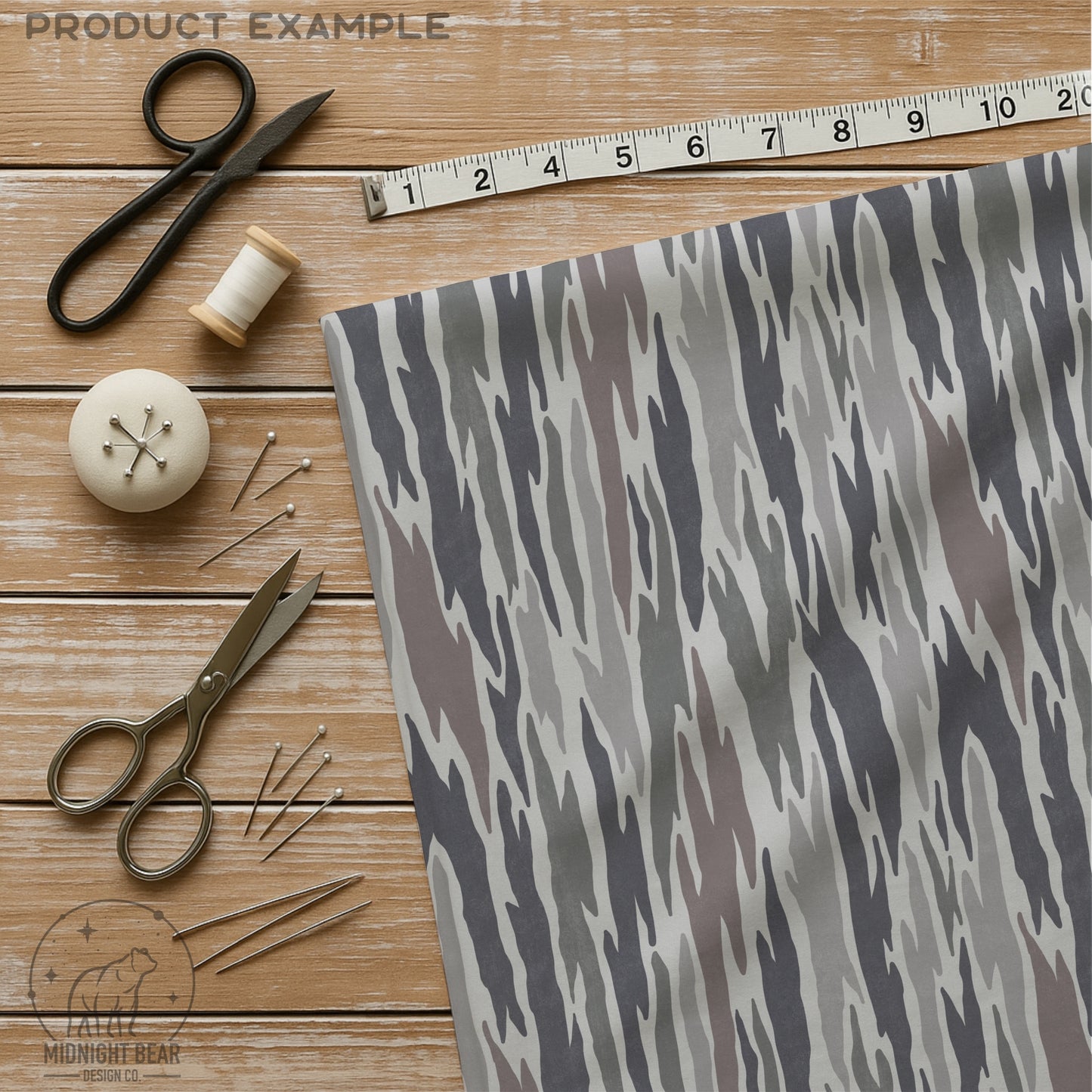 Bark Camo Seamless Pattern Blue Gray Woodland