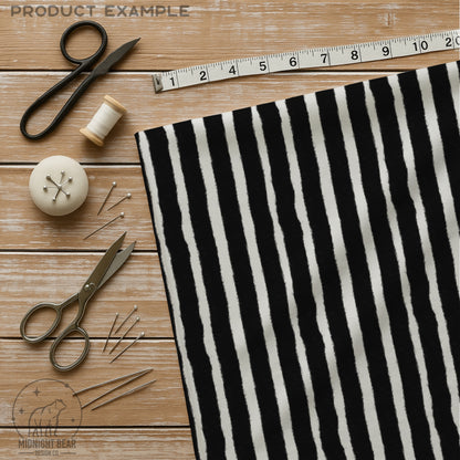 Black and White Hand-Drawn Stripe Seamless Pattern | Bold Minimal Abstract Lines | Modern Fabric, Wallpaper, or Digital Paper