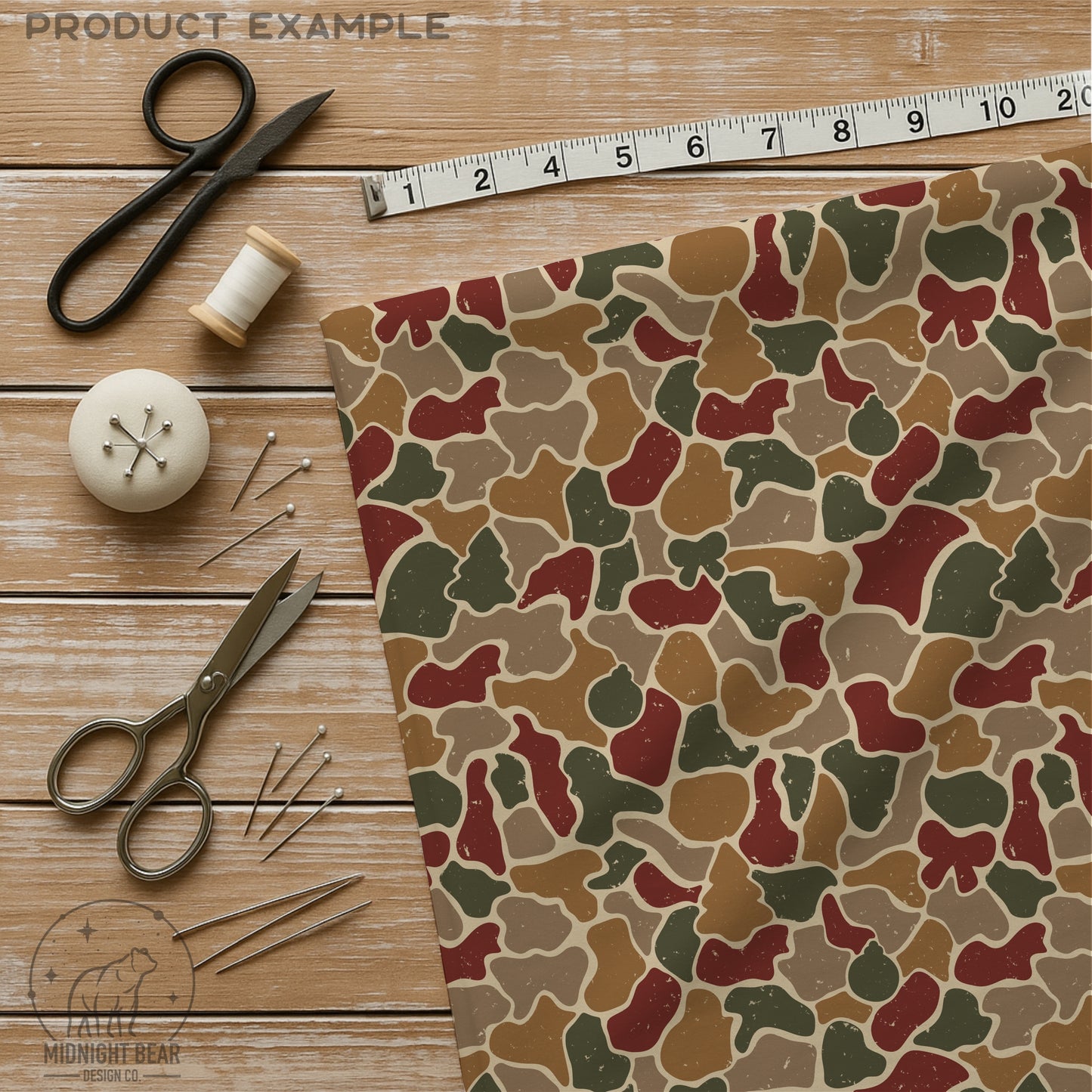 Christmas Camo Seamless Pattern Rustic Red and Gold
