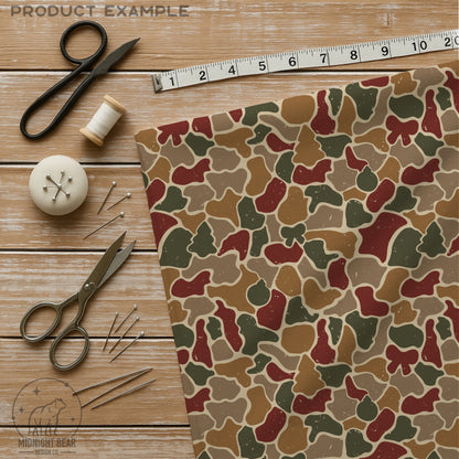 Christmas Camo Seamless Pattern Rustic Red and Gold