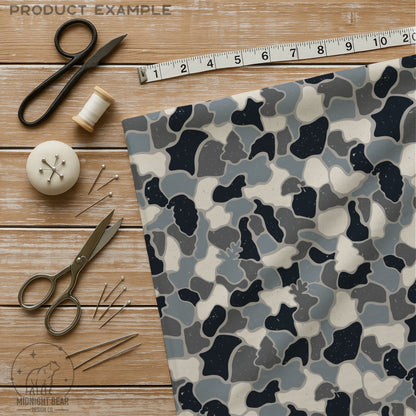 Icy Blue Christmas Camo Seamless Pattern, Santa Hat Reindeer