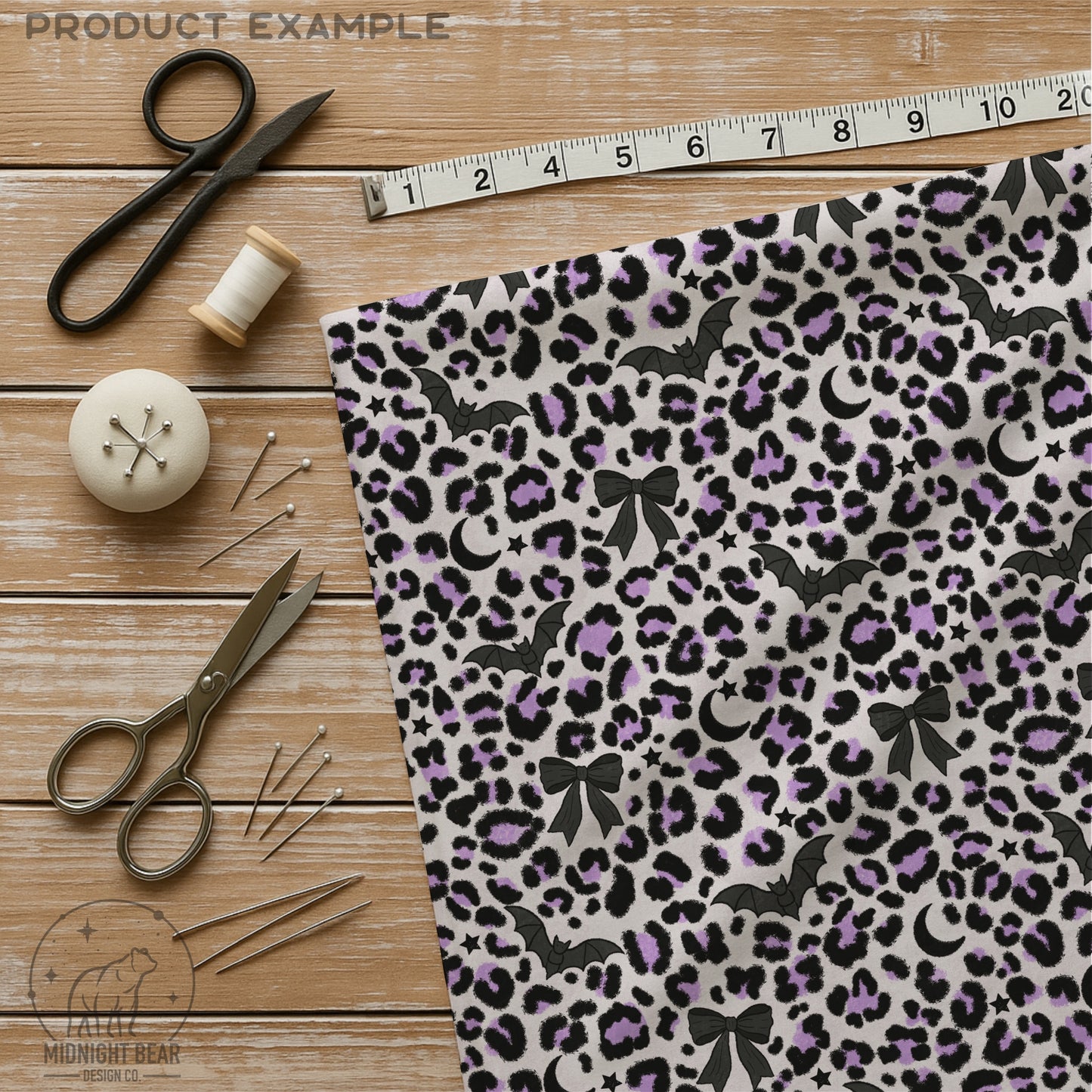 Halloween Leopard Print Seamless Pattern Lavender and Black