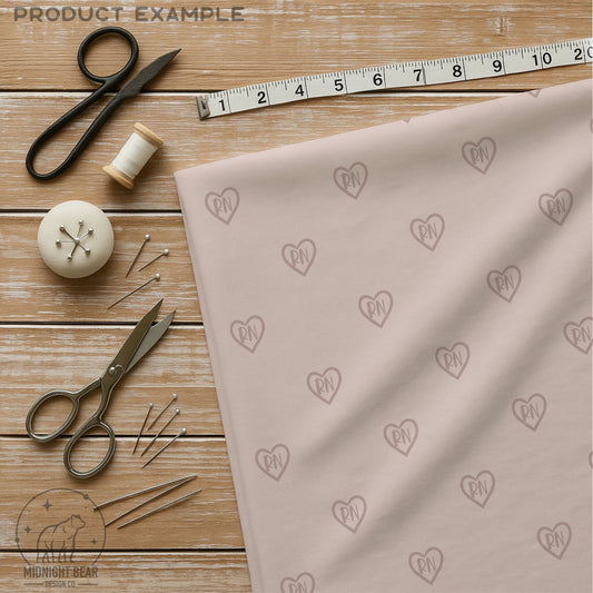 RN Heart Seamless Pattern | Nurse Appreciation Design | Soft Blush Pink Nursing Icon Pattern, Nurse gift fabric, nursing icon repeat
