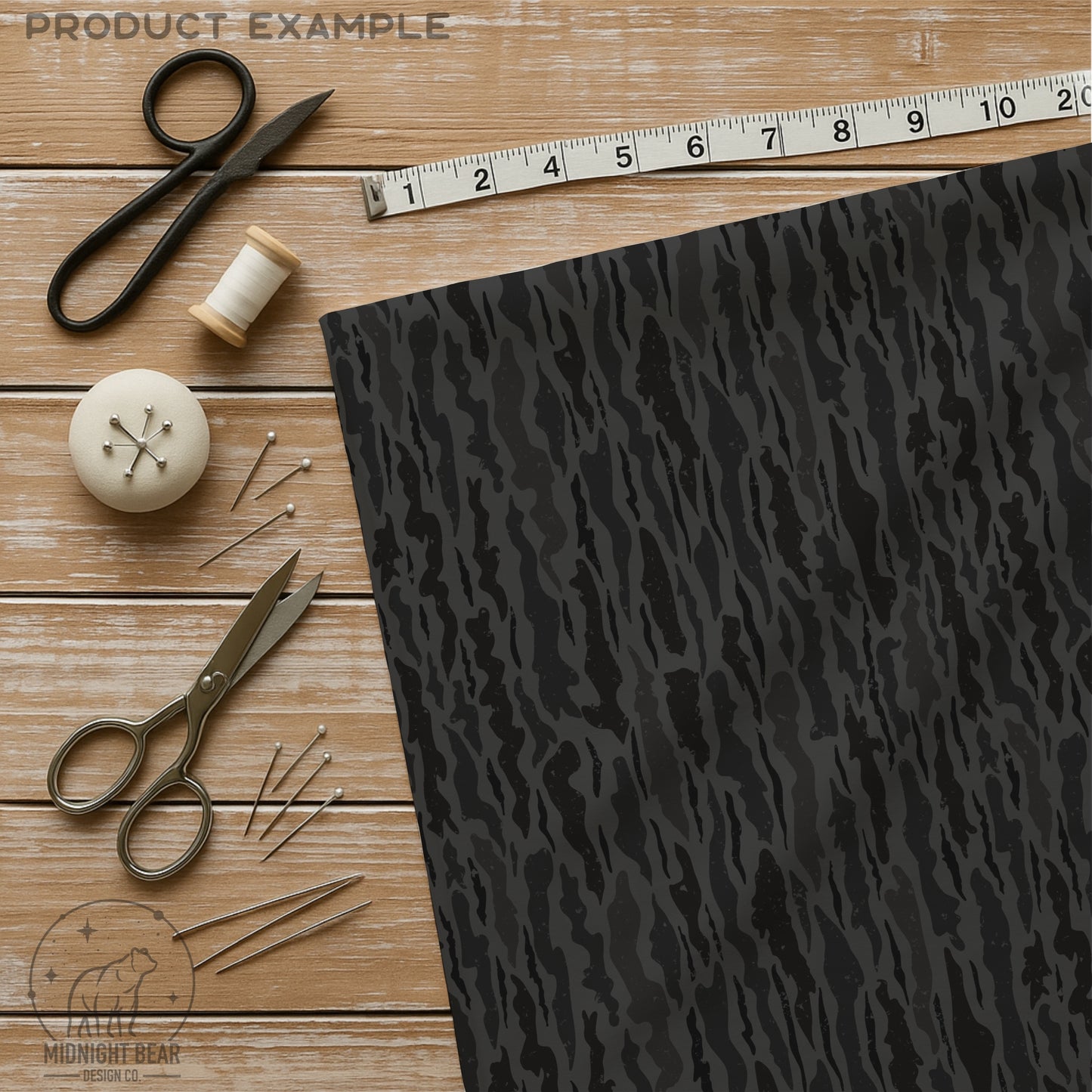 Bark Camo Seamless Pattern Midnight Black and Gray