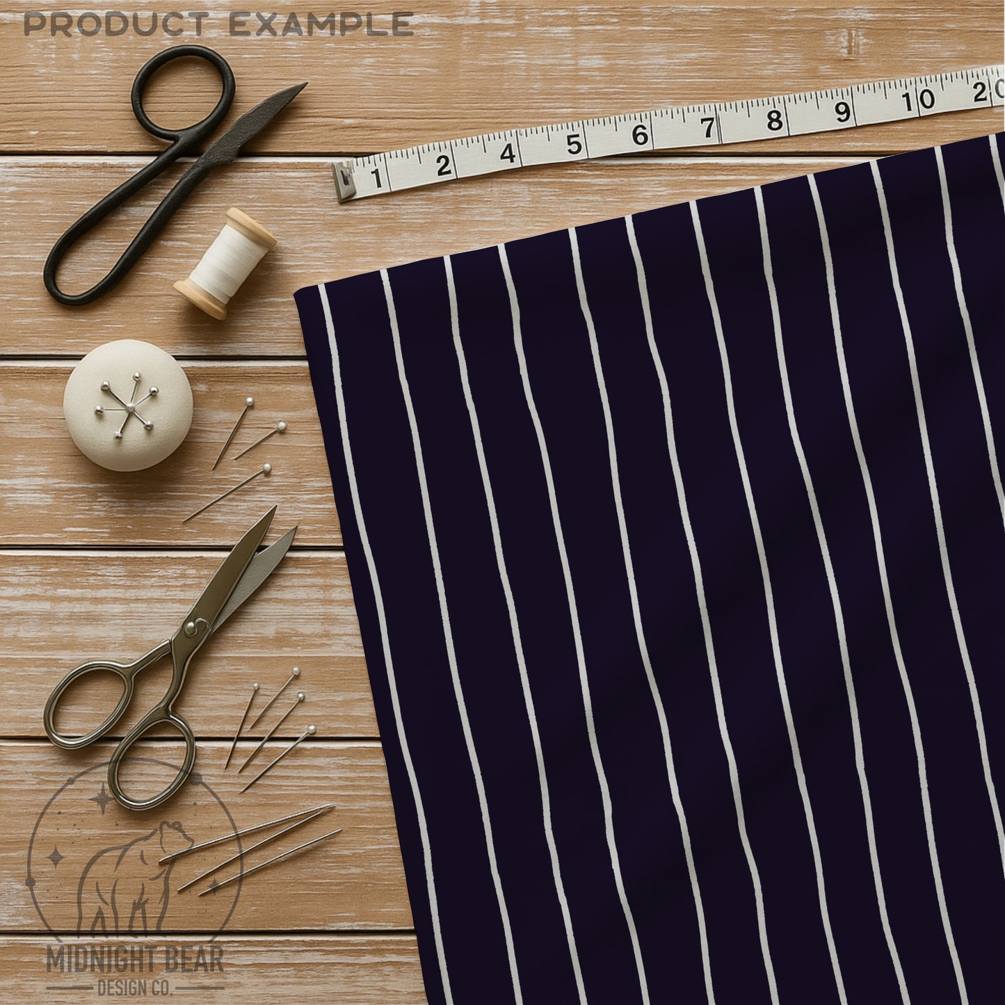 Navy Blue Wavy Stripe Seamless Pattern