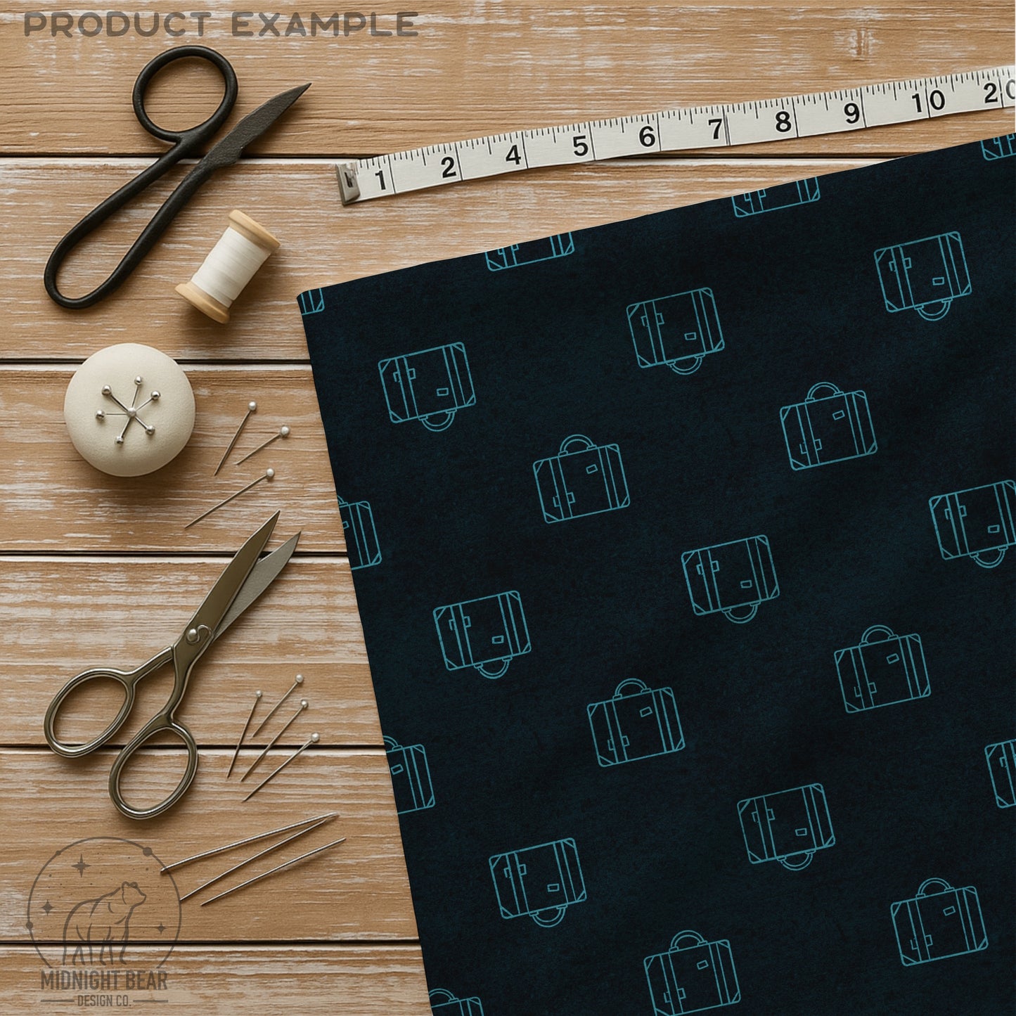 Blue Suitcase Seamless Pattern, Minimal Travel Line Art Design, Adventure Fabric, Wallpaper, Digital Paper, Scrapbook, Luggage pattern