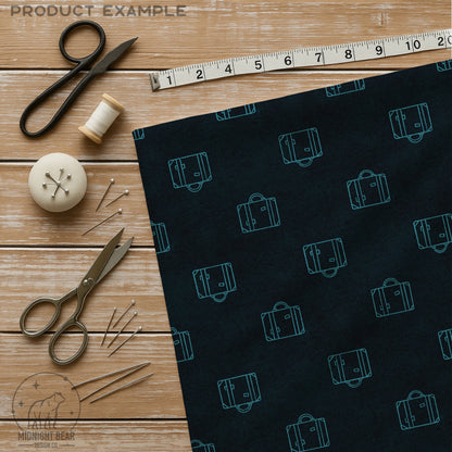 Blue Suitcase Seamless Pattern, Minimal Travel Line Art Design, Adventure Fabric, Wallpaper, Digital Paper, Scrapbook, Luggage pattern