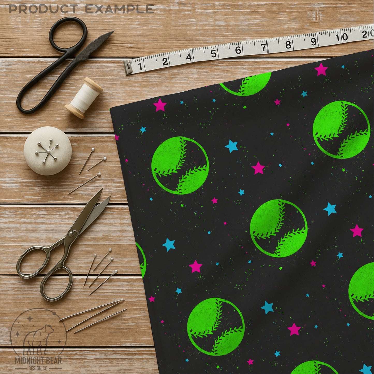 Retro 80s Neon Baseball Seamless Pattern