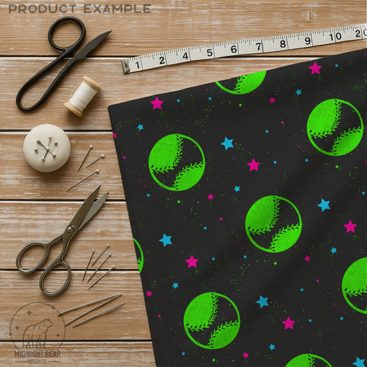 Retro 80s Neon Baseball Seamless Pattern