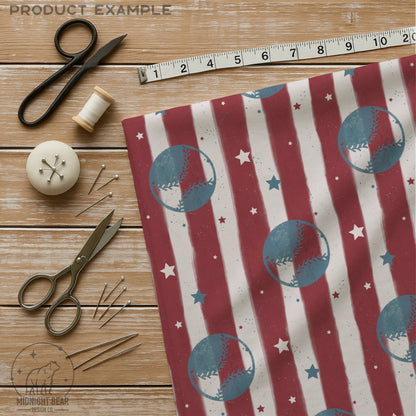 Patriotic Americana Baseball Seamless Pattern