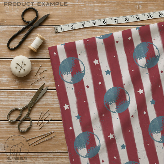 Patriotic Americana Baseball Seamless Pattern