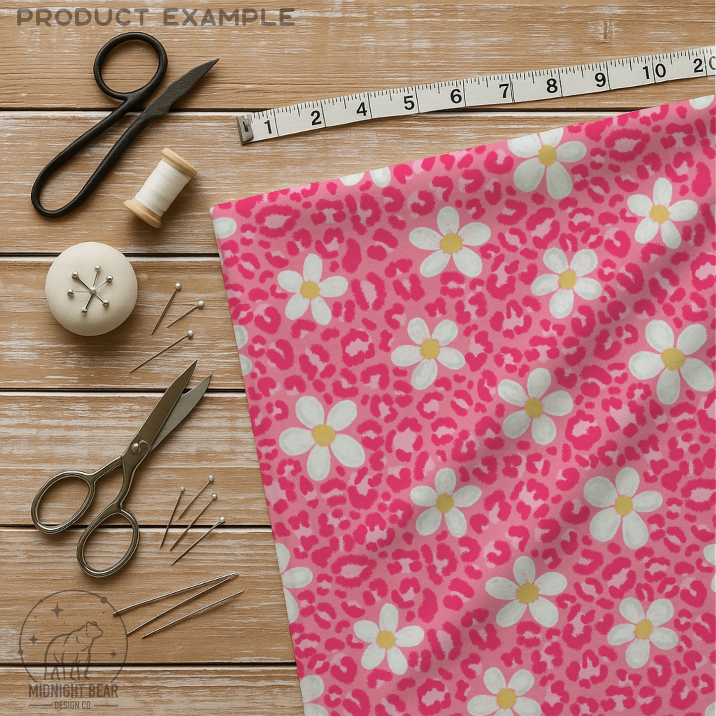 Pink Daisy Leopard Print Seamless Pattern Hot Pink Animal Print Digital Paper, Coquette Fabric, Digital Scrapbook, Hand Drawn, PNG Download