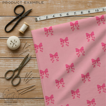 Pink Bow Seamless Pattern, Coquette Ribbon Design on Cream Background, Feminine Fabric, Wallpaper, Digital Paper, Girly Bows