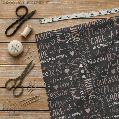 Nurse Word Grid Seamless Pattern | RN Compassion Care Healing Words, Grey Mauve Nursing Typography Design, nurse appreciation, nurse gift