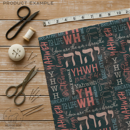 YHWH Christian Seamless Pattern, Worship Typography Design in Pink & Navy, Inspirational Scripture Fabric, Wallpaper, Digital Paper, Breath