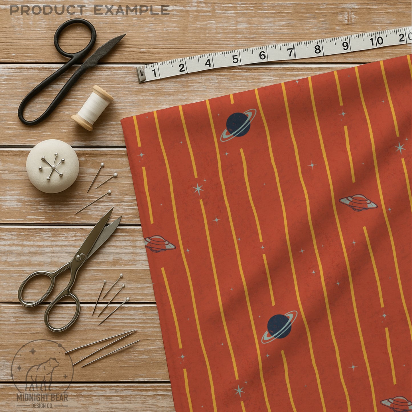 Retro Space Stripe Seamless Pattern Orange