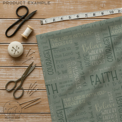 Sage Faith Over Fear Word Grid Seamless Pattern