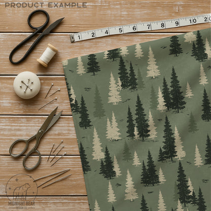 Sage Woodland  Vintage Forest Seamless Pattern