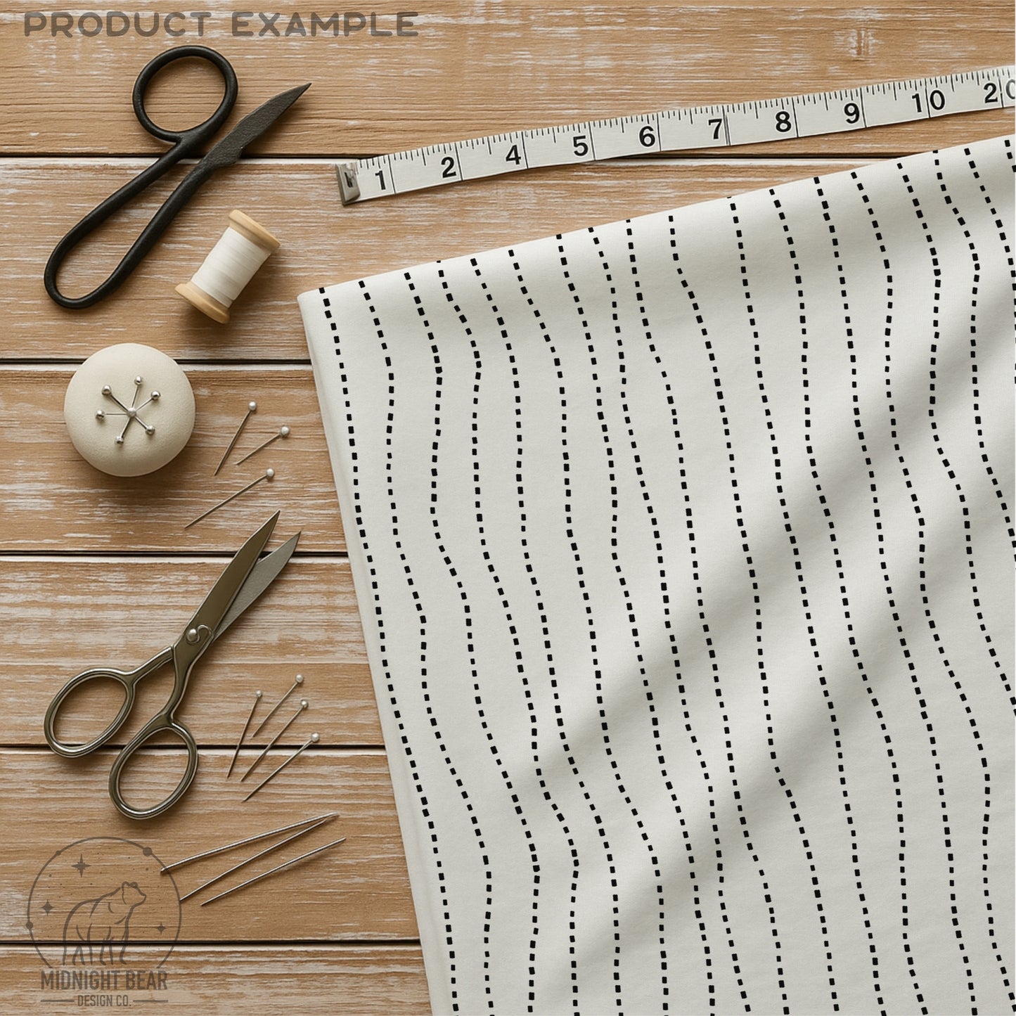 Black Dashed Stripe Seamless Pattern | Hand Drawn Wavy Dash Lines | Minimal Modern Stripe Pattern Fabric, Wrapping Paper, PNG, Background