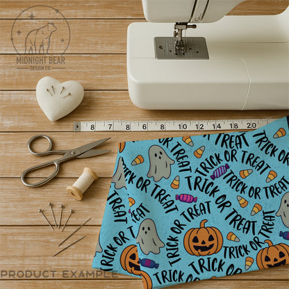 Trick or Treat Blue Seamless Pattern Instant Digital Download