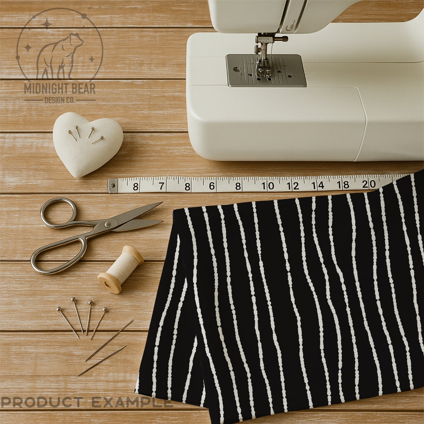 Blotted Wavy Stripe Seamless Pattern | Black and White Digital Paper, Hand Drawn Line Fabric, Modern Minimal Scrapbook Background,