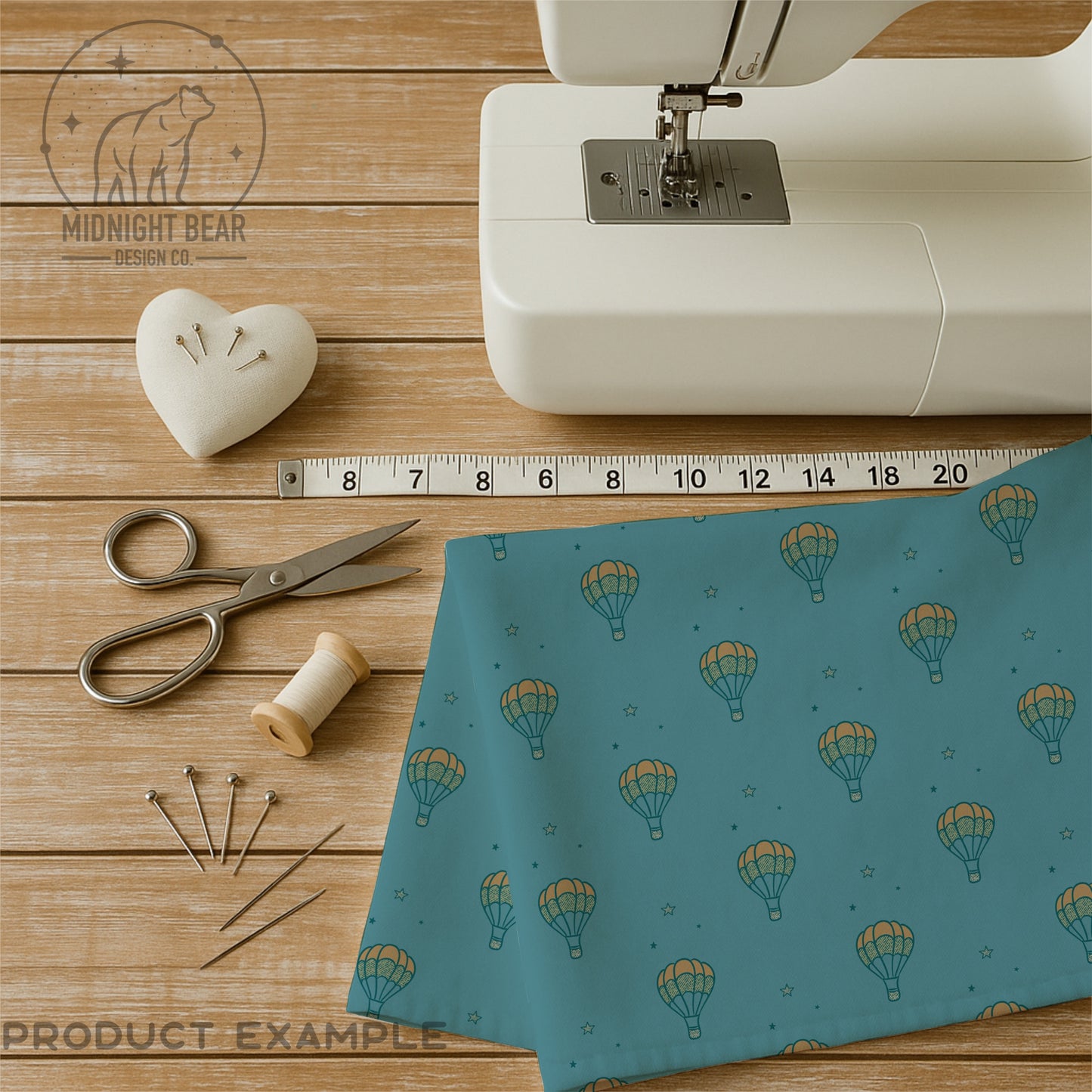 Hot Air Balloon Seamless Pattern | Blue Adventure Sky Design with Stars | Whimsical Travel Digital Paper, Fabric, or Wallpaper, Scrapbook