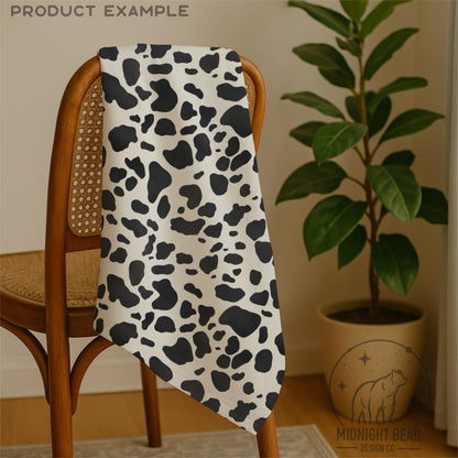 Cow Print Seamless Pattern | Black and White Animal Print Farmhouse