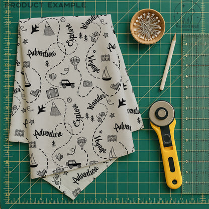 Adventure Doodle Seamless Pattern | Travel Digital Paper, Wanderlust Fabric Design, Explore & Voyage Scrapbook Background, Hand drawn