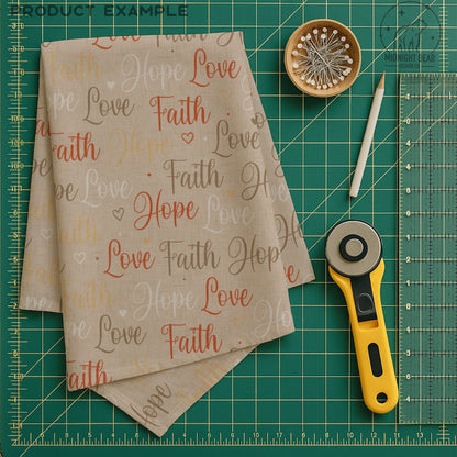 Faith Hope Love Seamless Pattern | Autumn Christian Hand-Lettered Script Design | Inspirational Fabric, Wallpaper, Digital Paper, scripture