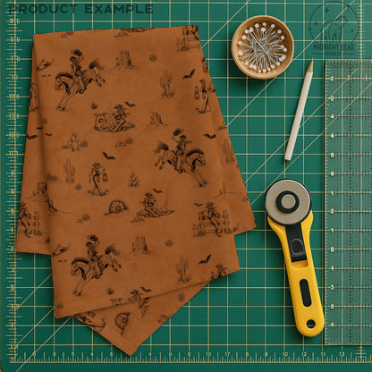 Skeleton Ranch Halloween Vintage Toile Seamless Pattern Old Leather