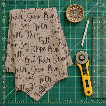 Faith Hope Love Seamless Pattern | Neutral Christian Hand-Lettered Script Design | Inspirational Fabric, Wallpaper, Digital Paper, scripture
