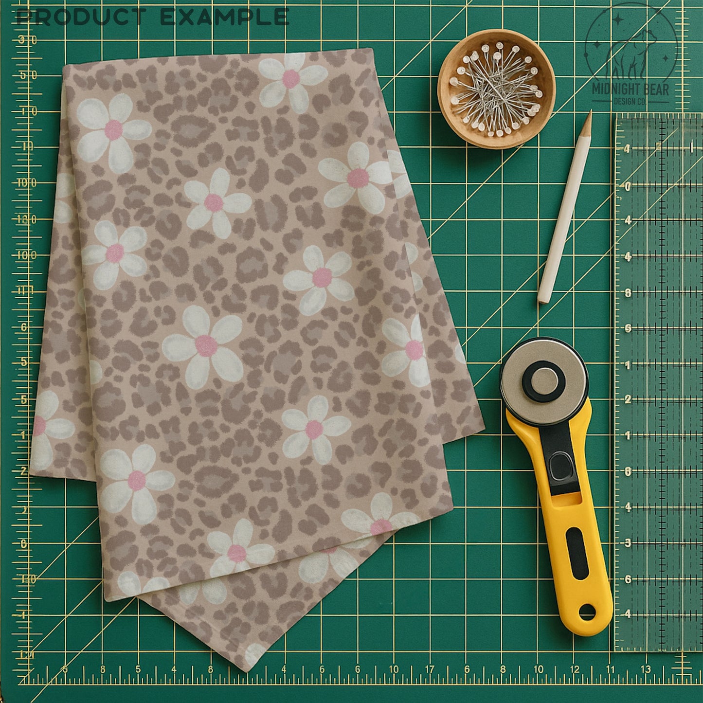 Neutral Daisy Leopard Print Seamless Pattern Soft Taupe Animal Print Digital Paper, Boho Fabric, Digital Scrapbook, Hand Drawn, PNG Download