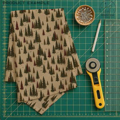 Green and Red Woodland Christmas Forest Seamless Pattern